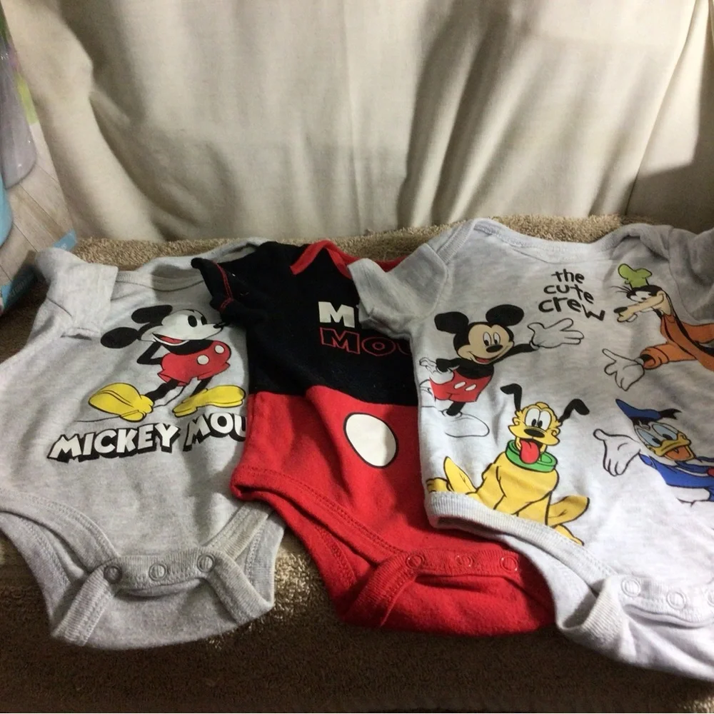 Disney Mickey Mouse Bodysuit Trio — Gray, Black, Red